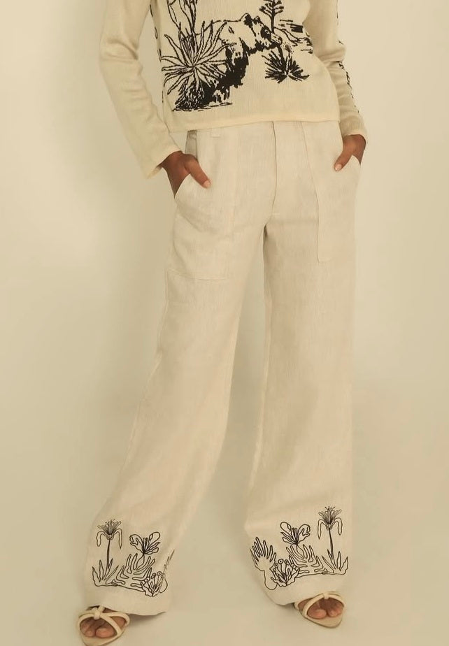 BLACK SEED LINEN PANTS