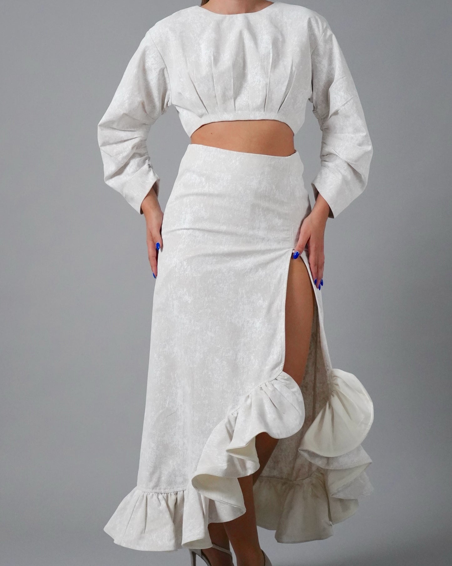 CROP TOP GAIA WHITE & CREAM - Small