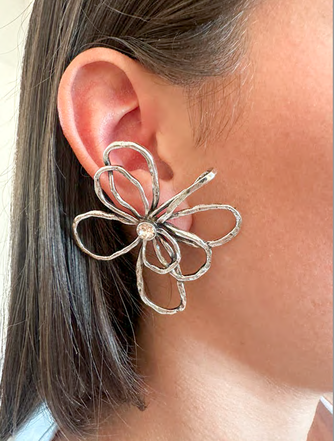 SILVER FLOWER EARRINGS