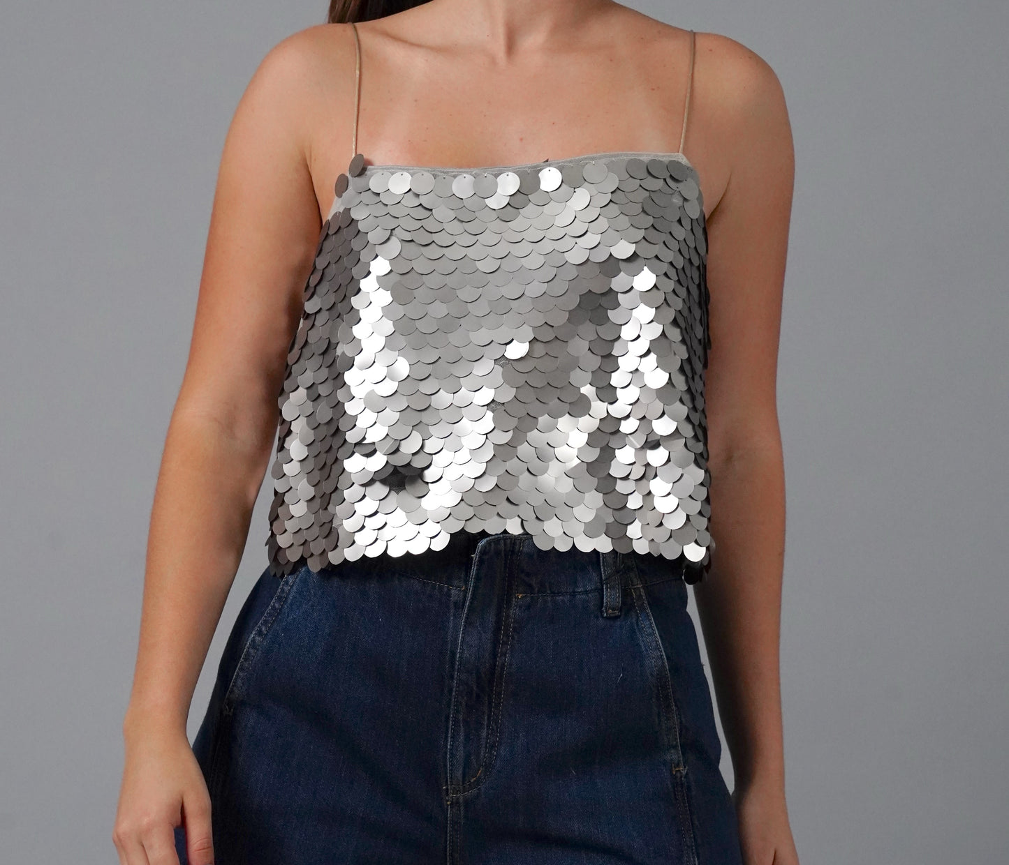SILVER SEQUINS BLOUSE