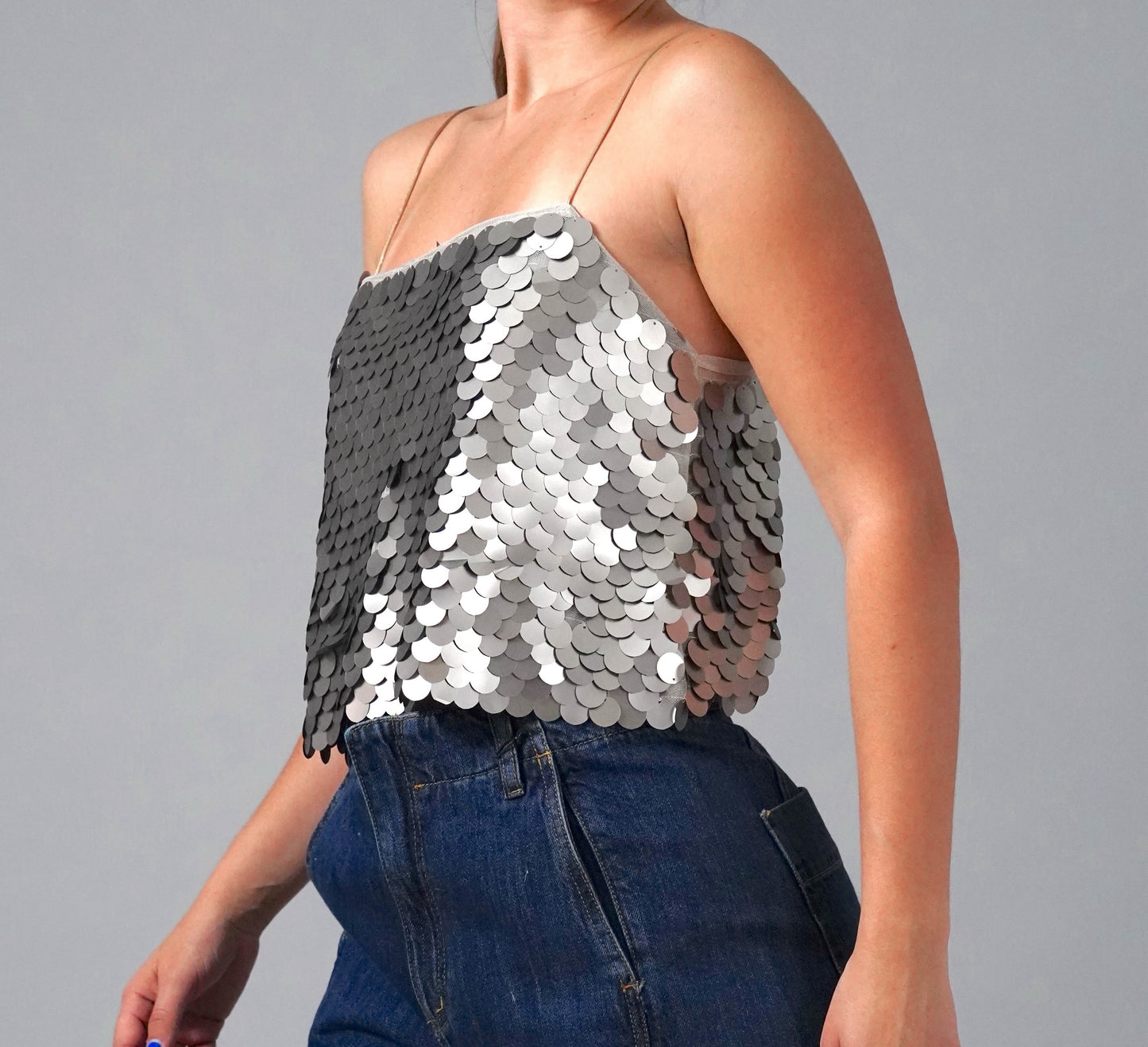 SILVER SEQUINS BLOUSE