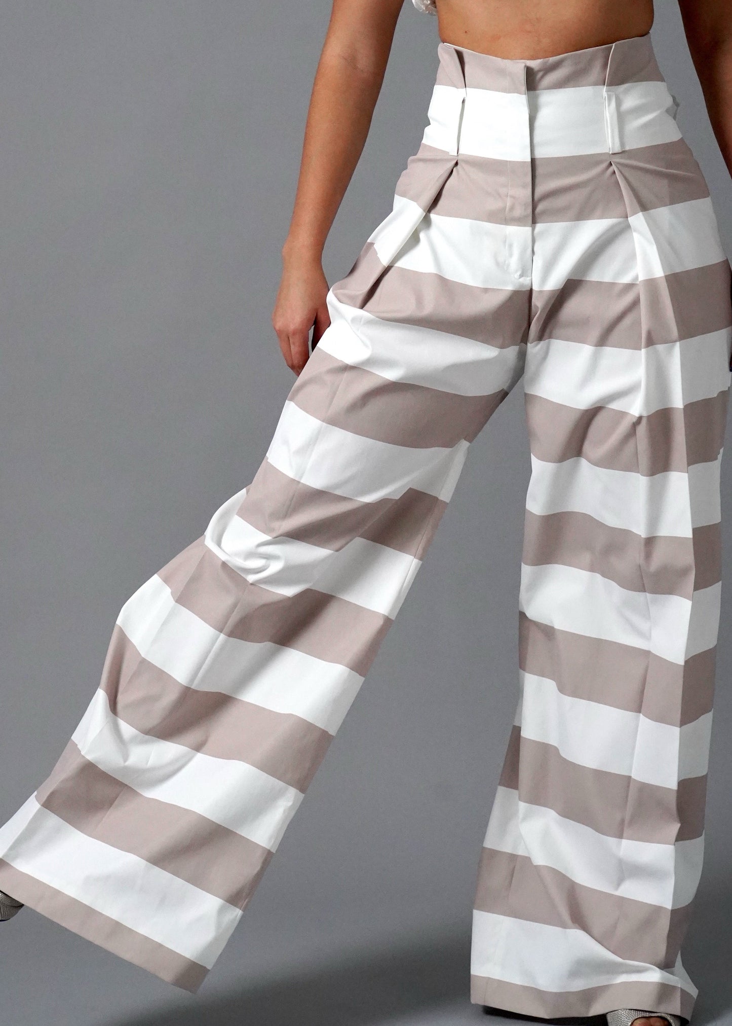 CREAM & WHITE STRIPE PANTS
