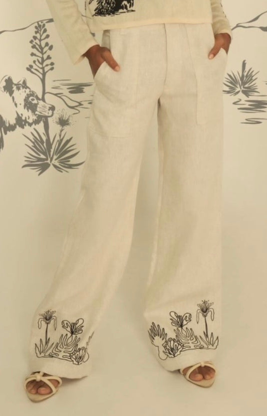 BLACK SEED LINEN PANTS