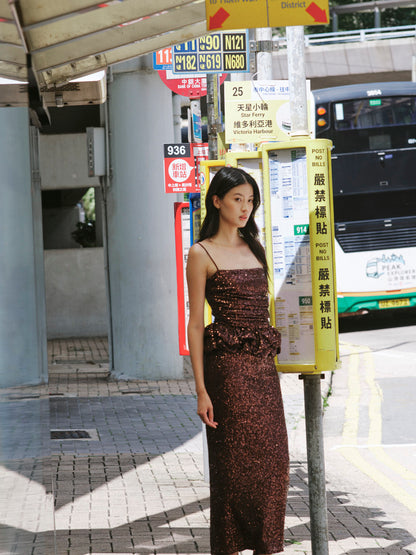 CHOCOLATE SEQUINS BLOUSE