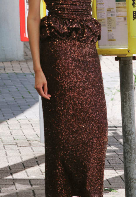 CHOCOLATE SEQUINS SKIRT