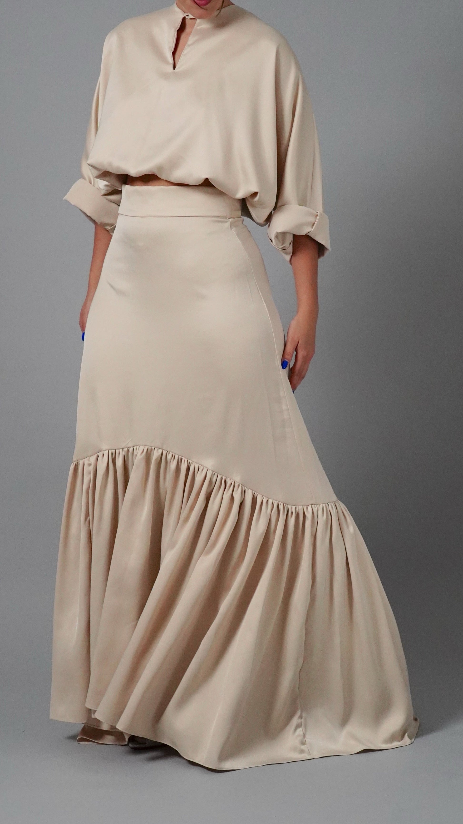 cream goddess dress Ruched Goddess Dress | Cream