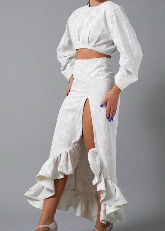 CROP TOP GAIA WHITE & CREAM - Small