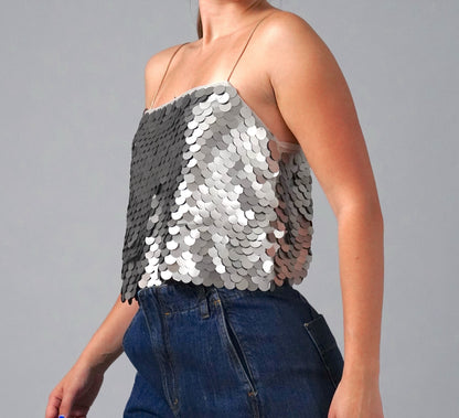 SILVER SEQUINS BLOUSE
