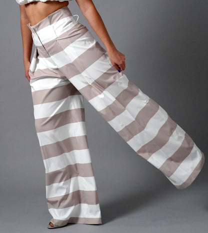 CREAM & WHITE STRIPE PANTS