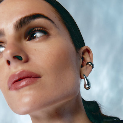 PENSIVE SILVER LARGE EARRINGS